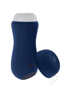 Playboy Gusto Rechargeable Masturbator Blue shown in sleek design with removable cap.