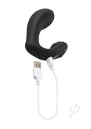 Playboy Play Time Silicone G-Spot Dual Vibrator Black with USB cable for charging.