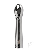 Playboy Swoon Rechargeable Vibrator Silver for smooth, targeted pleasure with a sleek metal design.