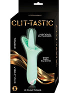 Clit-Tastic Luscious Clit Licker Clitoral Vibrator Aqua packaging showcasing its tongue design and features.