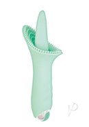 Clit-Tastic Luscious Clit Licker Clitoral Vibrator Aqua in aqua color with textured tongue design for clitoral stimulation.