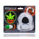 Oxballs Stash Cockring With Capsule Insert Clear packaging featuring a unique stash hole and pull-apart capsule.
