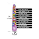 Prints Charming Pop Tease 7 Inch Classic Vibrator Purple features vibrant design, 10 functions, and waterproof body.