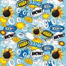 Prints Charming Pop Tease 7 Inch Classic Vibrator Bang Blue playful pop-art pattern with comic book style graphics.