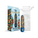 Prints Charming Buzzed 5 Inch Mini Vibrator Blue Dream with colorful packaging and drawstring storage pouch.