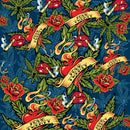 Prints Charming Buzzed 5 Inch Mini Vibrator Blue Dream cannabis print pattern with roses and smoking lips.