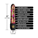 Prints Charming Buzzed 5 Inch Mini Vibrator Pink Kush with colorful cannabis patterns and ten functions.