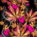 Prints Charming Buzzed 5 Inch Mini Vibrator Pink Kush vibrant cannabis print design with hearts and butterflies.