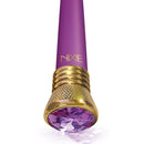 Nixie Mystic Wave Satin Bulb Vibe Amethyst with a gold base and jewel detail for elegant stimulation.