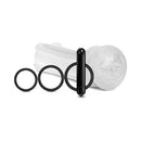 Happy Ending Mstr B8 Vibrating Oral Pack Lip Service Stroker with textured sleeve and cock rings.