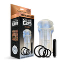 Happy Ending Mstr B8 Vibrating Oral Pack Lip Service Stroker with textured sleeve and vibrating bullet.