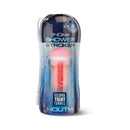 Happy Ending Self-lubricating Shower Stroker Mouth in packaging showcasing realistic design and water-activated feature.