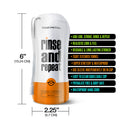 Happy Ending Rinse And Repeat Classic Stroker Mouth product features including measurements and usage instructions.