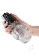 Renegade Avenger Rechargeable Mouth Stroker Black in a hand showcasing its design and features.
