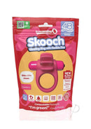Screaming O 4B Skooch Vibrating Cock Ring Strawberry in colorful packaging with flexible fins for enhanced pleasure.