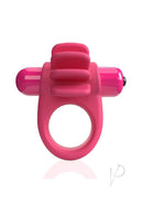 Screaming O 4B Skooch Vibrating Cock Ring Strawberry with fin-like extensions, designed for couples.
