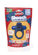 Screaming O 4B Skooch Vibrating Cock Ring Blueberry packaging displaying its flexible fins and features.