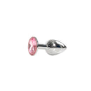 Onix Silver Romulo Extra Small Anal Plug with a pink gem, ideal for beginners exploring anal play.
