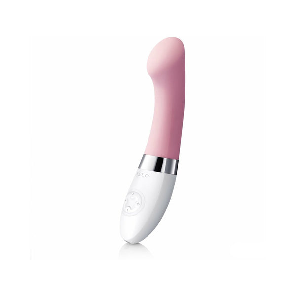 LELO GIGI 2 Rechargeable G Spot Vibrator Pink side view with sleek design and curved tip for G-spot stimulation.