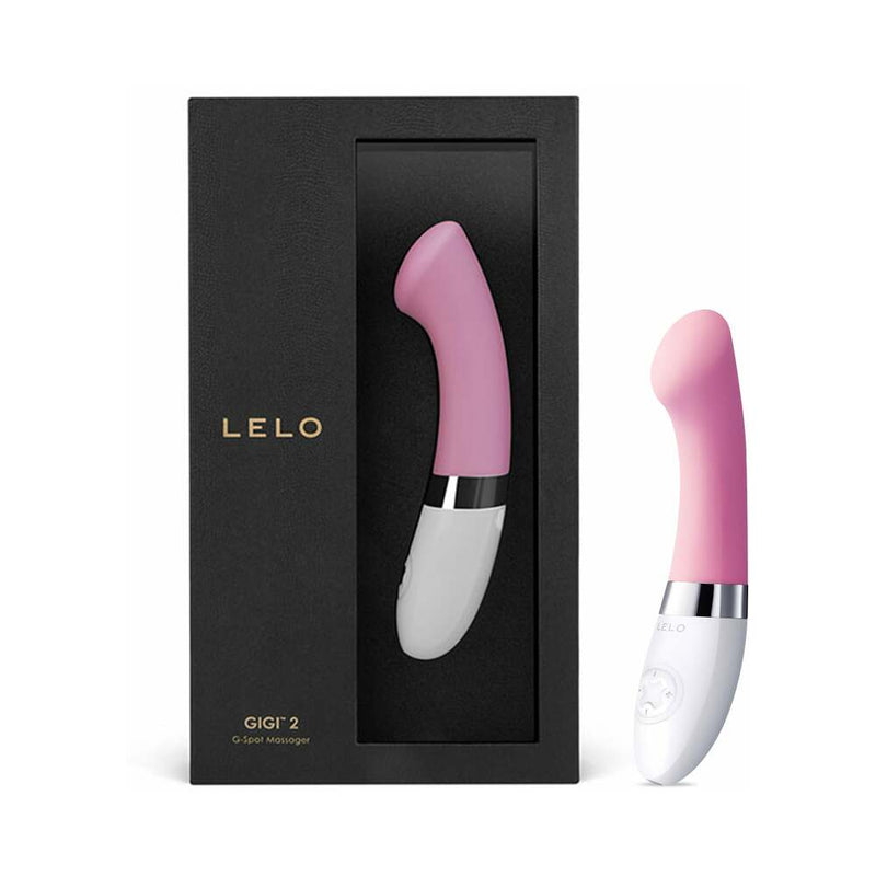 LELO GIGI 2 Rechargeable G Spot Vibrator Pink in elegant packaging, showcasing its unique design and features.