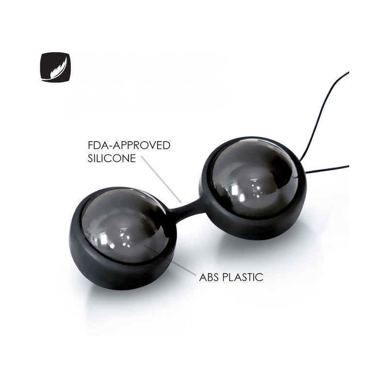 LELO BEADS Noir Kegel Balls Set Black featuring FDA-approved silicone and ABS plastic for intimate health and pleasure.