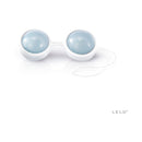 LELO BEADS Plus Kegel Balls Set Blue Pink Purple displayed on a white background, featuring blue silicone balls.
