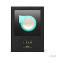 LELO SILA Rechargeable Sonic Clitoral Stimulator Aqua in elegant packaging, showcasing its unique design and function.