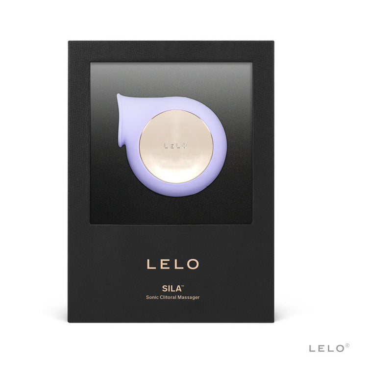 LELO SILA Rechargeable Sonic Clitoral Stimulator Lilac in elegant packaging showcasing its unique design.
