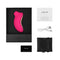 LELO SONA Rechargeable Clitoral Stimulator Cerise in box with accessories like USB charger and cloth pouch.