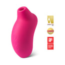 LELO SONA Rechargeable Clitoral Stimulator Cerise in cerise color with award icons displayed.
