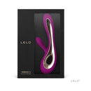 LELO SORAYA 2 Rechargeable Rabbit Vibrator Deep Rose packaging showing elegant design and features.