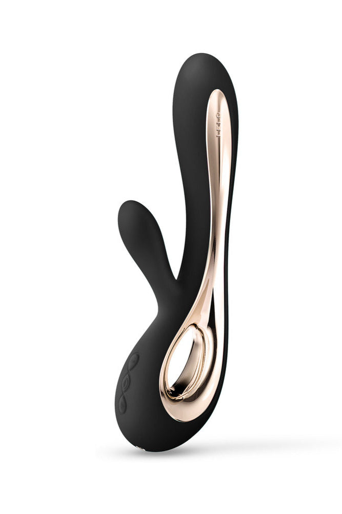 LELO SORAYA 2 Rechargeable Rabbit Vibrator Black showcasing dual-action design and luxurious matte finish.