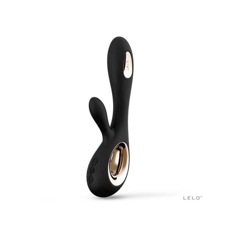 LELO SORAYA WAVE Rechargeable Rabbit Vibrator Black showcasing its sleek design and dual stimulation features.