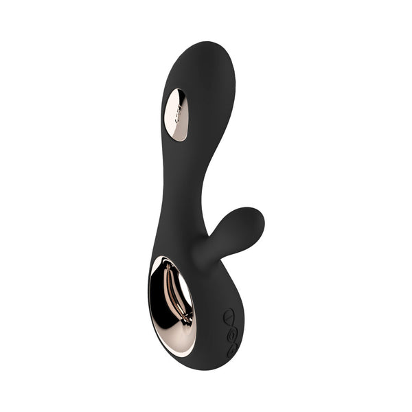LELO SORAYA WAVE Rechargeable Rabbit Vibrator Black with sleek design and dual stimulation features.