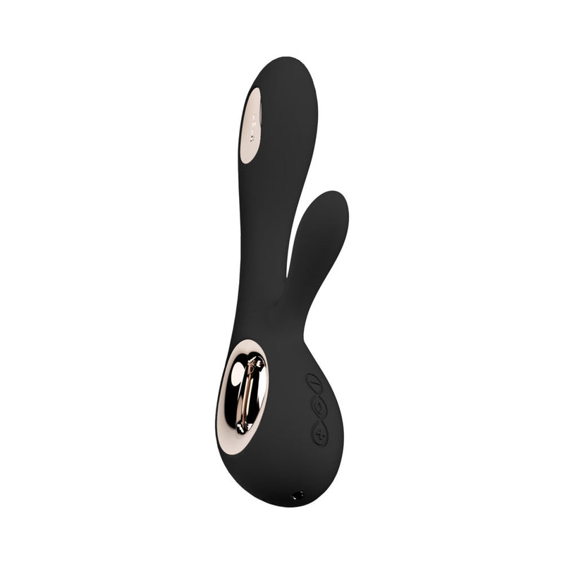 LELO SORAYA WAVE Rechargeable Rabbit Vibrator Black with sleek design and controls for optimal pleasure.