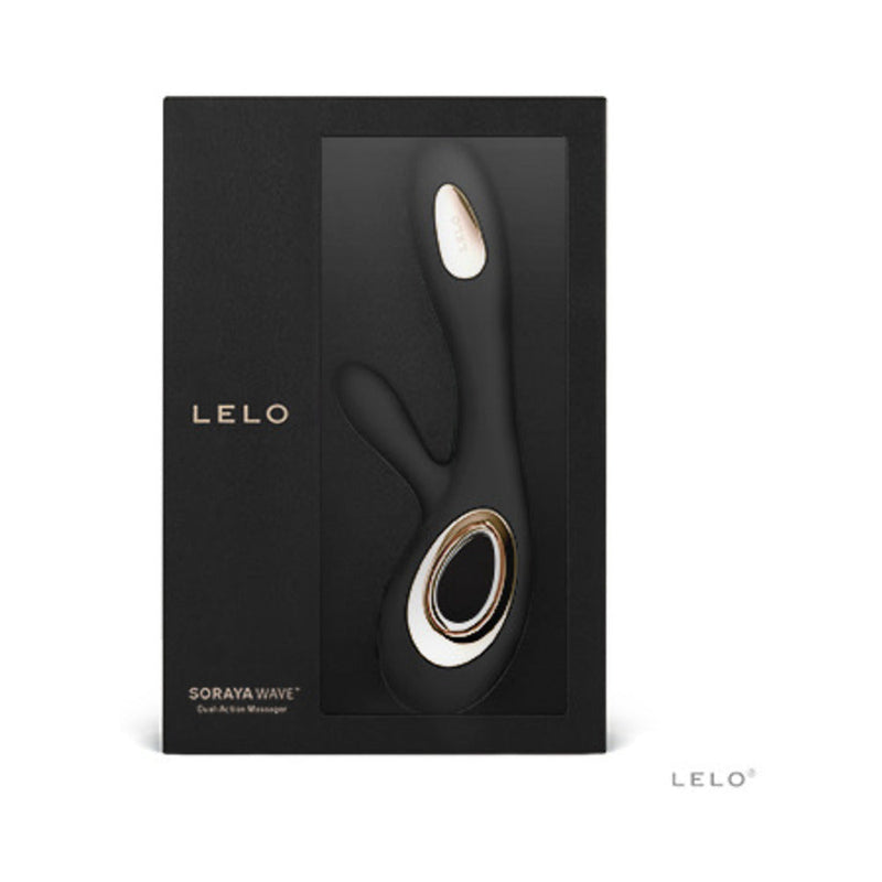 LELO SORAYA WAVE Rechargeable Rabbit Vibrator Black in sleek packaging with elegant design.