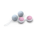 LELO BEADS Mini Kegel Balls Set Blue Pink featuring gray and pink balls for intimate wellness and pelvic floor strengthening.