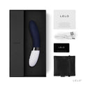 LELO LIV 2 Rechargeable G Spot Vibrator Blue in elegant packaging with accessories and instructions.