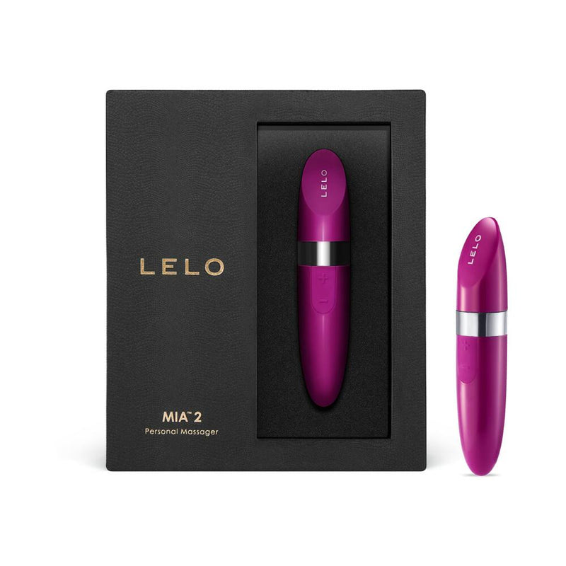 LELO MIA 2 Rechargeable Lipstick Vibrator Deep Rose in elegant packaging, showcasing its discreet design and luxurious finish.