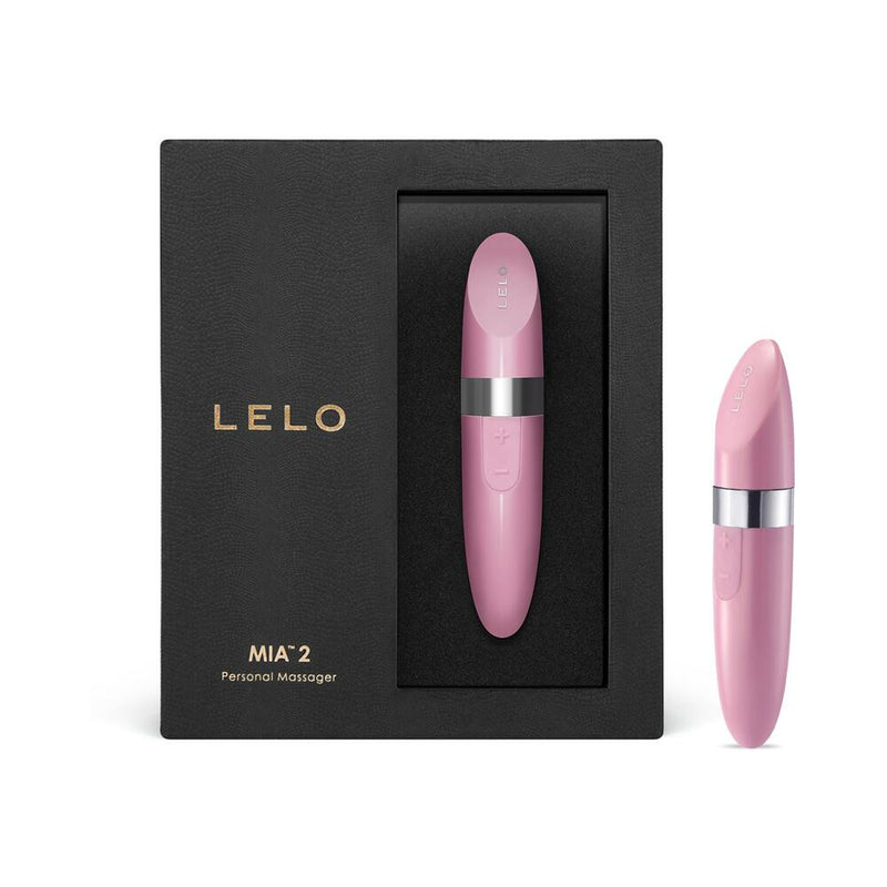 LELO MIA 2 Rechargeable Lipstick Vibrator Petal Pink in elegant packaging, showcasing its design and sleekness.