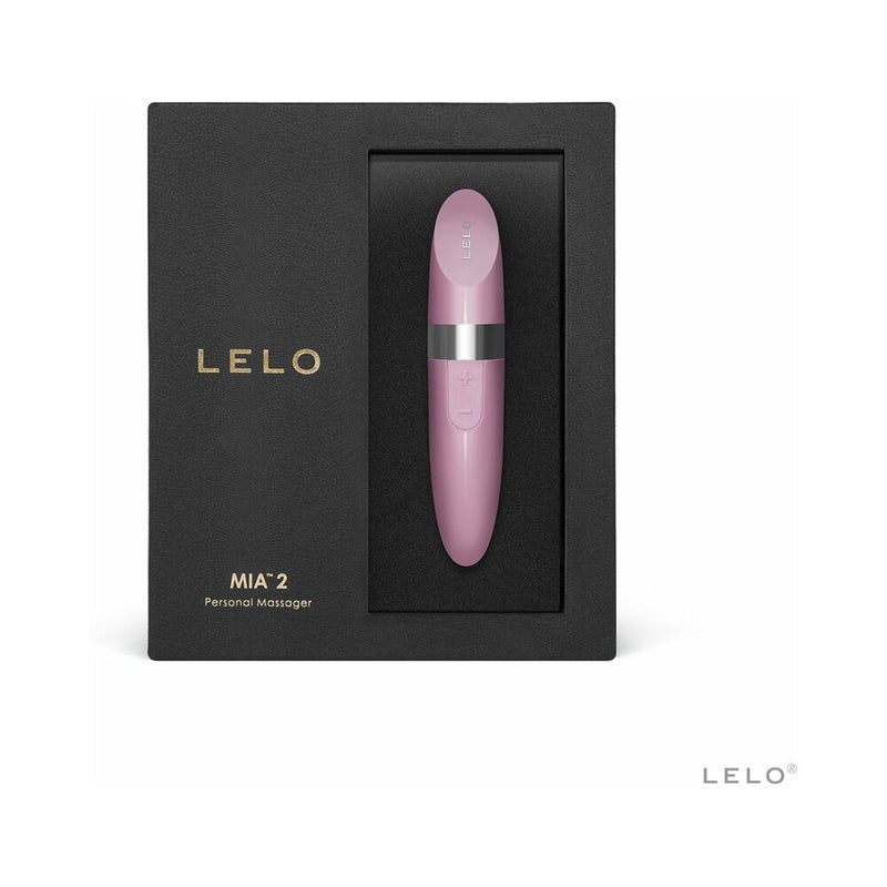LELO MIA 2 Rechargeable Lipstick Vibrator Petal Pink in elegant packaging with a modern design.