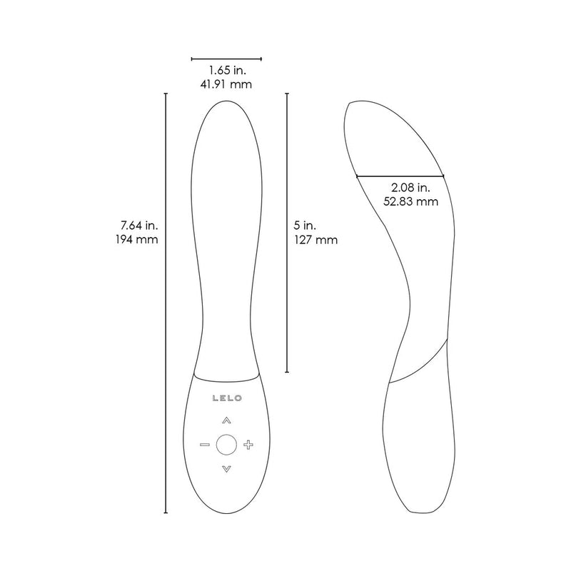 LELO MONA WAVE Rechargeable G Spot Vibrator Black dimensions and features illustration