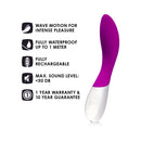 LELO MONA WAVE Rechargeable G Spot Vibrator Deep Rose features wave motion, waterproofing, and rechargeable design.