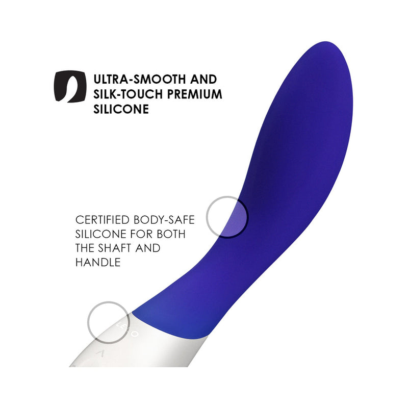 LELO MONA Wave Rechargeable G Spot Vibrator Midnight Blue with ultra-smooth silicone finish.