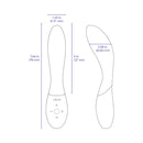LELO MONA Wave Rechargeable G Spot Vibrator Midnight Blue dimensions illustration with measurements in inches and millimeters.