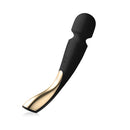 LELO SMART WAND 2 Large Rechargeable Wand Vibrator Black with sleek design and gold accents for deep relaxation.