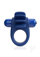 Screaming O 4T Skooch Vibrating Cock Ring Blueberry in vibrant blue color with a unique design.