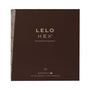 LELO HEX Respect XL Lubricated Latex Condoms 36 Pack packaging with elegant design.