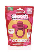 Screaming O 4T Skooch Vibrating Cock Ring Strawberry packaging featuring vibrating ring with flexible fins.