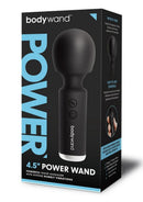 Bodywand Power Wand 4.5 Inch Silicone Wand Massager Black in packaging showcasing features and design.
